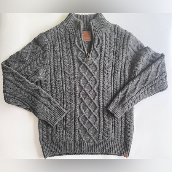 Canadiana Men's Quarter-Zip Cable Knit Sweater Size L - Picture 3 of 10